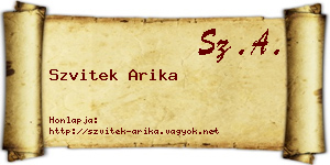 Szvitek Arika névjegykártya
